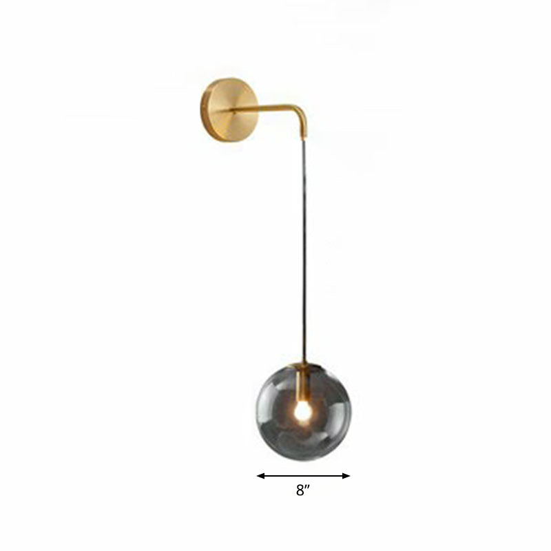 Skørter | Glass Spherical Wall Lamp Simple Single Bulb Wall Hanging Lighting for Living Room