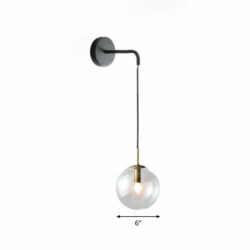 Skørter | Glass Spherical Wall Lamp Simple Single Bulb Wall Hanging Lighting for Living Room
