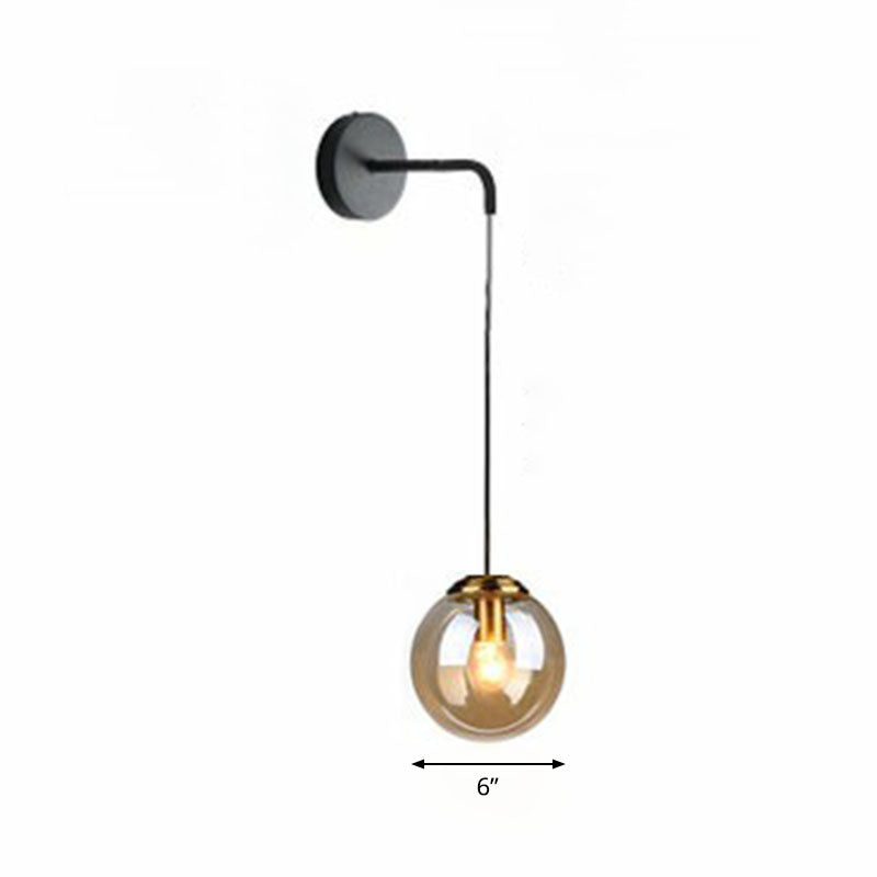 Skørter | Glass Spherical Wall Lamp Simple Single Bulb Wall Hanging Lighting for Living Room