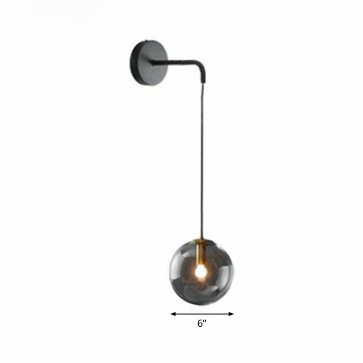 Skørter | Glass Spherical Wall Lamp Simple Single Bulb Wall Hanging Lighting for Living Room