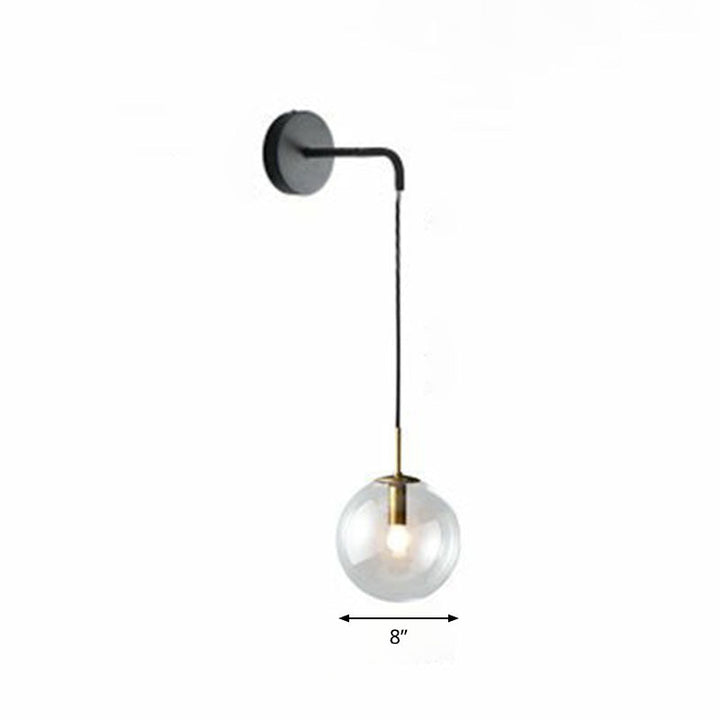 Skørter | Glass Spherical Wall Lamp Simple Single Bulb Wall Hanging Lighting for Living Room