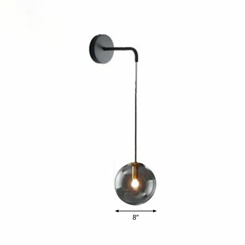 Skørter | Glass Spherical Wall Lamp Simple Single Bulb Wall Hanging Lighting for Living Room