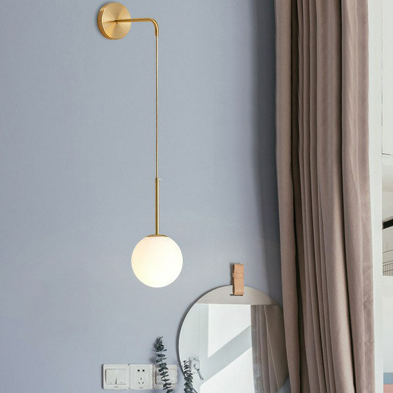 Lisslune | Postmodern Globe Wall Lamp Glass 1-Light Bedroom Wall Hanging Light
