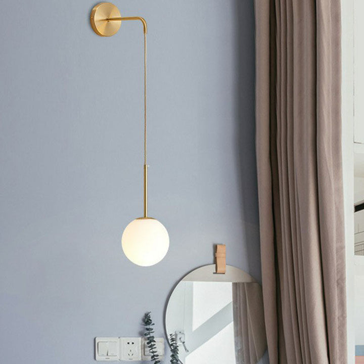 Lisslune | Postmodern Globe Wall Lamp Glass 1-Light Bedroom Wall Hanging Light