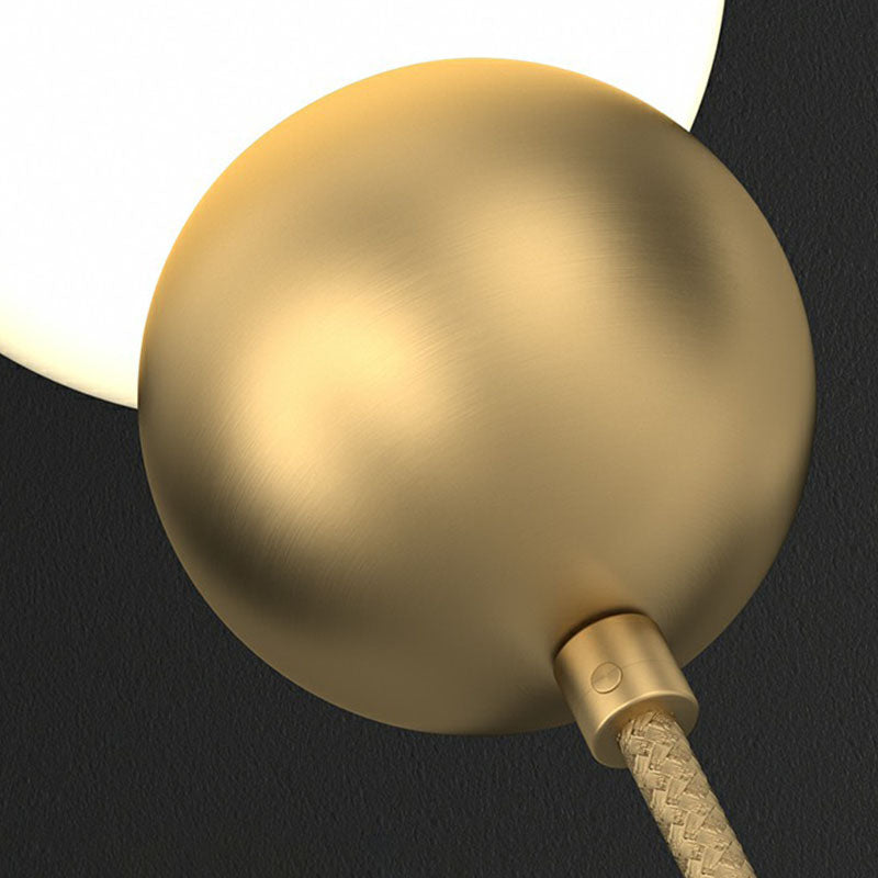 Lisslune | Orb Shaped Wall Light Simplicity Milk Glass 1 Head Gold Wall Light with Hanging Cable