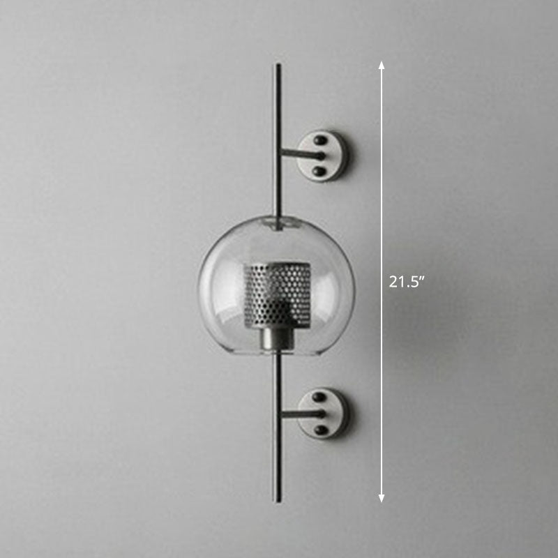 Skørter | Metallic Grid Wall Light Minimalist 1-Head Wall Mount Lamp with Clear Glass Shade