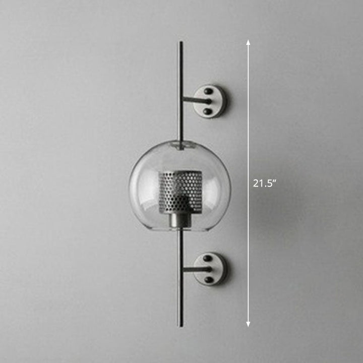 Skørter | Metallic Grid Wall Light Minimalist 1-Head Wall Mount Lamp with Clear Glass Shade