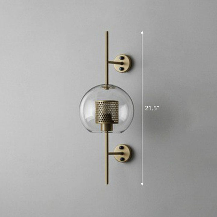 Skørter | Metallic Grid Wall Light Minimalist 1-Head Wall Mount Lamp with Clear Glass Shade