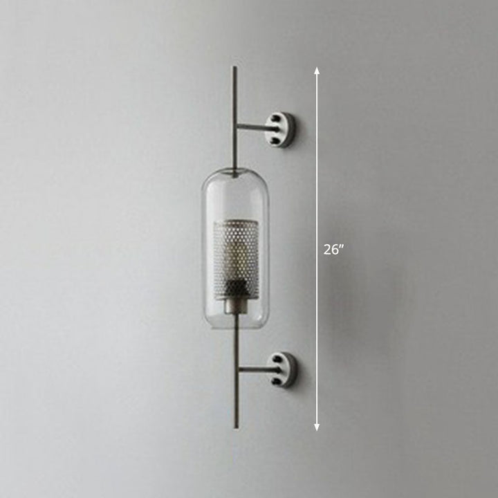 Skørter | Metallic Grid Wall Light Minimalist 1-Head Wall Mount Lamp with Clear Glass Shade