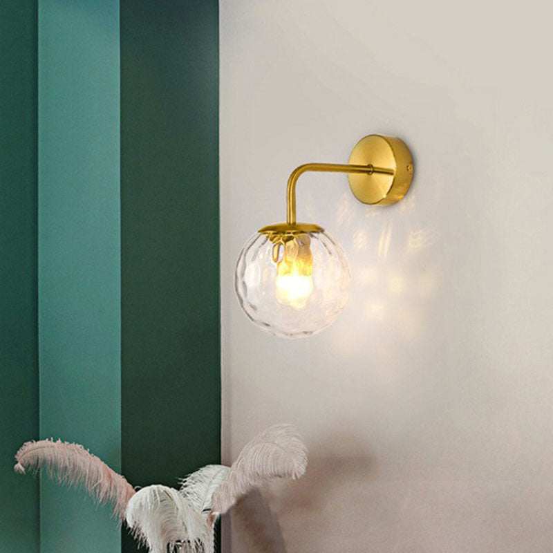 Lisslune | Spherical Wall Mounted Lamp Simple Wavy Glass 1 Head Bedroom Reading Wall Lamp