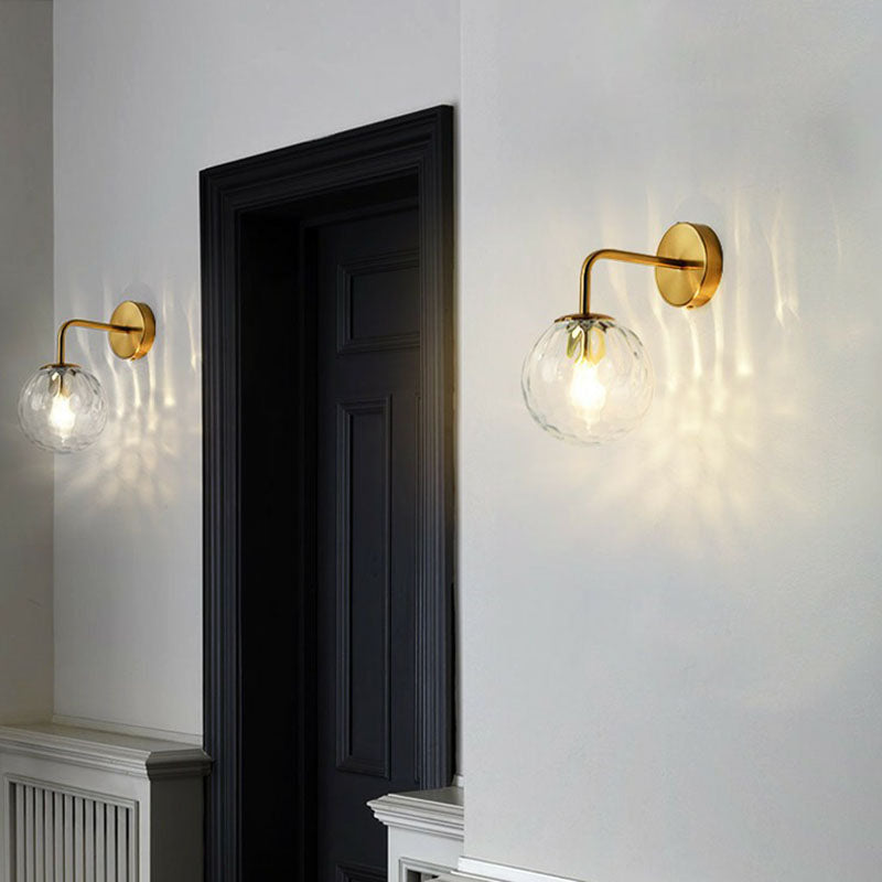 Lisslune | Spherical Wall Mounted Lamp Simple Wavy Glass 1 Head Bedroom Reading Wall Lamp