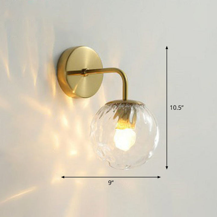 Lisslune | Spherical Wall Mounted Lamp Simple Wavy Glass 1 Head Bedroom Reading Wall Lamp