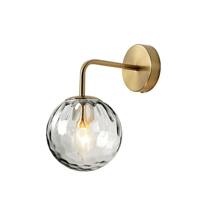 Lisslune | Spherical Wall Mounted Lamp Simple Wavy Glass 1 Head Bedroom Reading Wall Lamp