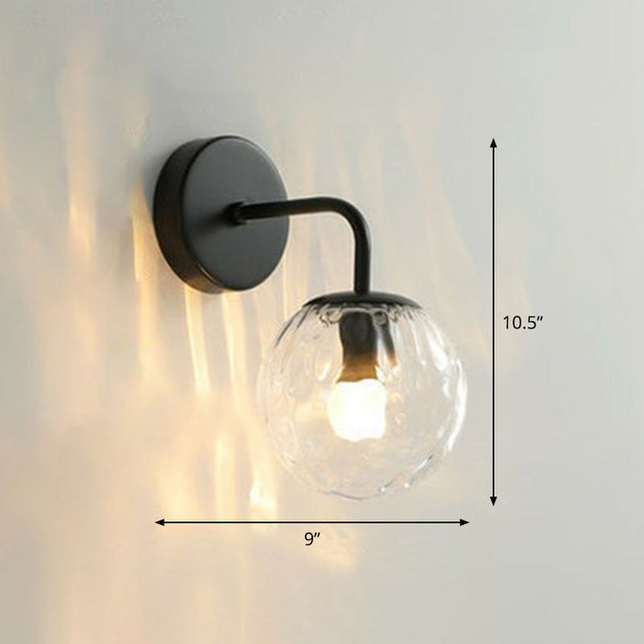 Lisslune | Spherical Wall Mounted Lamp Simple Wavy Glass 1 Head Bedroom Reading Wall Lamp