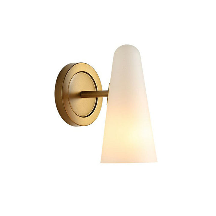 Lisslune | 1-Light Living Room Wall Lighting Minimalism Gold Wall Lamp with Conical Satin Glass Shade