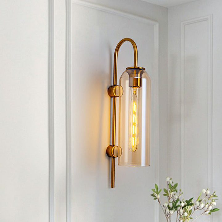 Skørter | Extended Dome Wall Sconce Light Post-Modern Glass 1-Lamp Hallway Wall Light with Goose Neck Arm