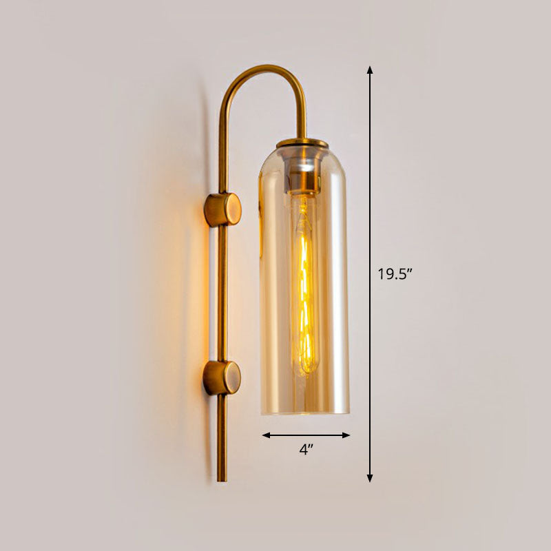 Skørter | Extended Dome Wall Sconce Light Post-Modern Glass 1-Lamp Hallway Wall Light with Goose Neck Arm
