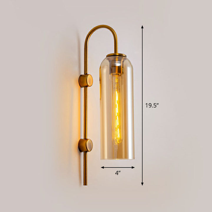 Skørter | Extended Dome Wall Sconce Light Post-Modern Glass 1-Lamp Hallway Wall Light with Goose Neck Arm