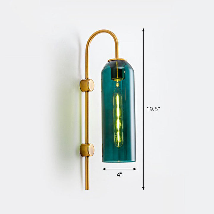 Skørter | Extended Dome Wall Sconce Light Post-Modern Glass 1-Lamp Hallway Wall Light with Goose Neck Arm
