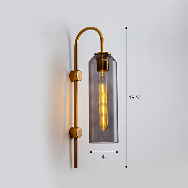 Skørter | Extended Dome Wall Sconce Light Post-Modern Glass 1-Lamp Hallway Wall Light with Goose Neck Arm