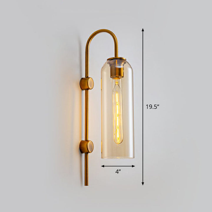 Skørter | Extended Dome Wall Sconce Light Post-Modern Glass 1-Lamp Hallway Wall Light with Goose Neck Arm
