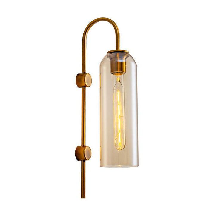 Skørter | Extended Dome Wall Sconce Light Post-Modern Glass 1-Lamp Hallway Wall Light with Goose Neck Arm