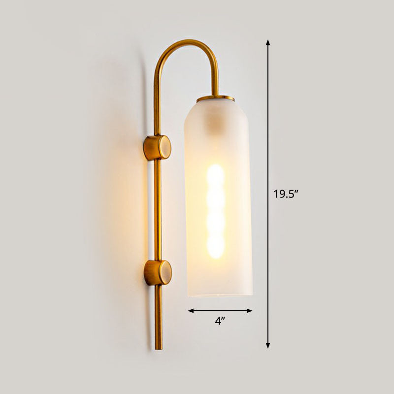 Skørter | Extended Dome Wall Sconce Light Post-Modern Glass 1-Lamp Hallway Wall Light with Goose Neck Arm