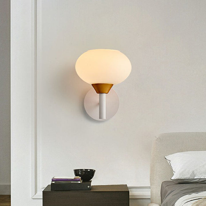 Lisslune | White Bud-Shaped Wall Light Sconce Nordic 1 Bulb Opal Glass Wall Mounted Light Source