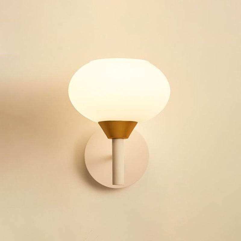 Lisslune | White Bud-Shaped Wall Light Sconce Nordic 1 Bulb Opal Glass Wall Mounted Light Source