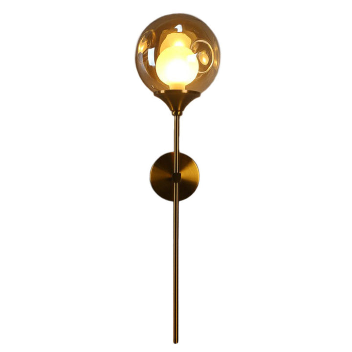 Lisslune | Nordic Ball-shaped Wall Light Glass 1-Bulb Entrance Wall Light with Brass Pencil Arm
