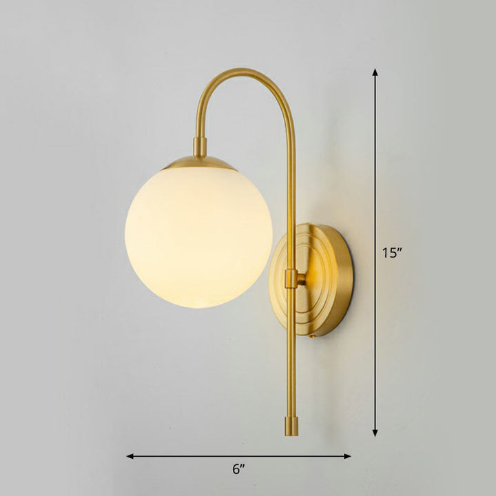 Skørter | Gooseneck Restaurant Wall Lighting Ideas Metal 1-Light Minimalist Wall Lamp with Globe Glass Shade