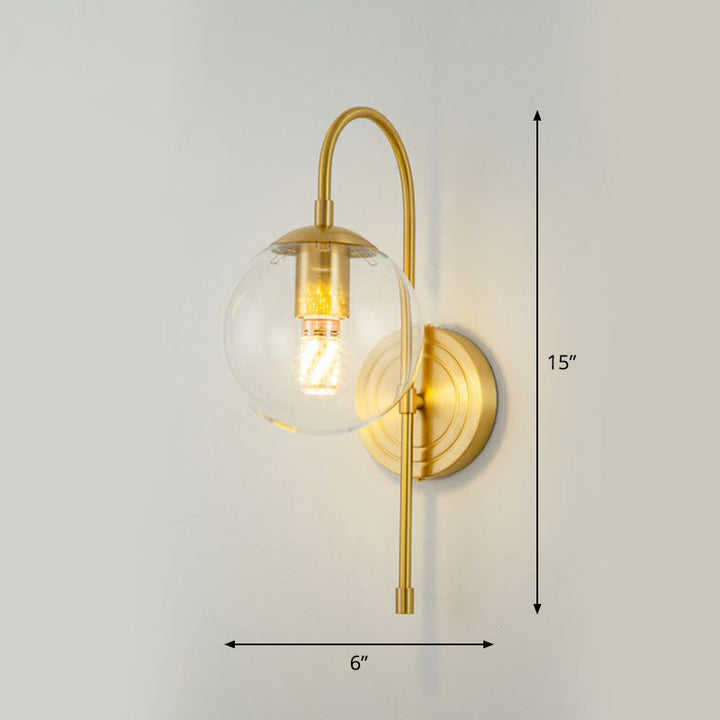 Skørter | Gooseneck Restaurant Wall Lighting Ideas Metal 1-Light Minimalist Wall Lamp with Globe Glass Shade