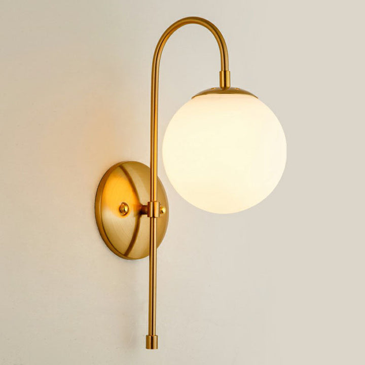 Skørter | Gooseneck Restaurant Wall Lighting Ideas Metal 1-Light Minimalist Wall Lamp with Globe Glass Shade