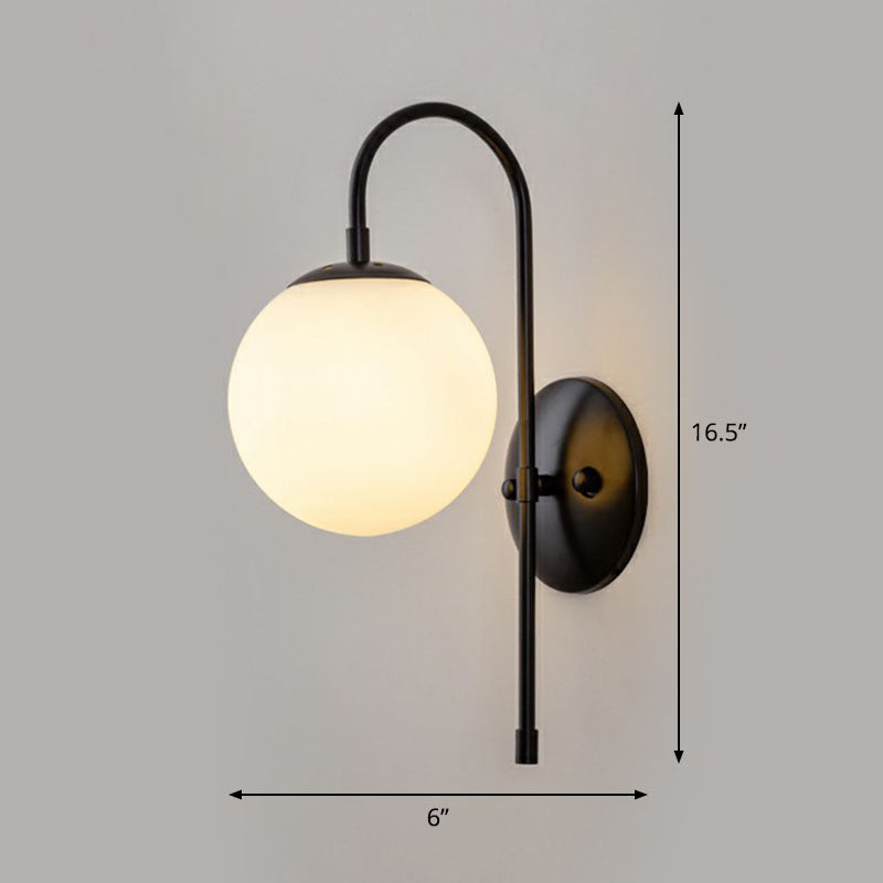 Skørter | Gooseneck Restaurant Wall Lighting Ideas Metal 1-Light Minimalist Wall Lamp with Globe Glass Shade