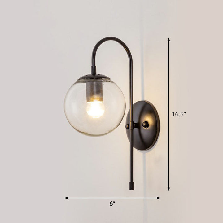 Skørter | Gooseneck Restaurant Wall Lighting Ideas Metal 1-Light Minimalist Wall Lamp with Globe Glass Shade