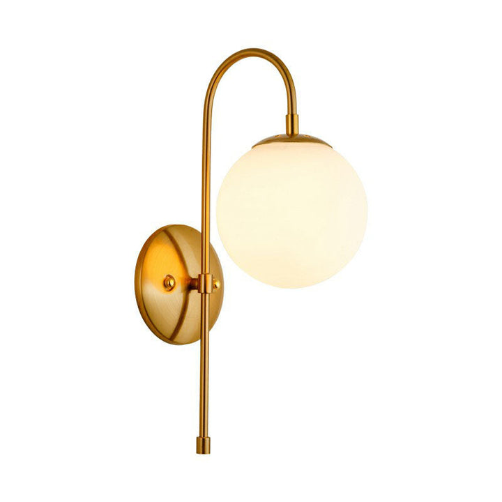 Skørter | Gooseneck Restaurant Wall Lighting Ideas Metal 1-Light Minimalist Wall Lamp with Globe Glass Shade