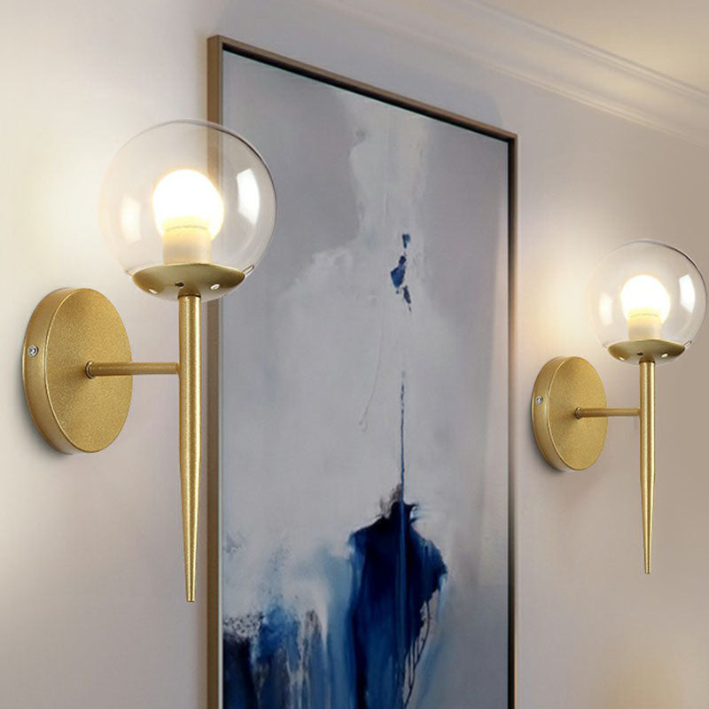 Lisslune | Torch Design Wall Lamp Minimalistic Bright Globe Glass Single Corridor Wall Lighting
