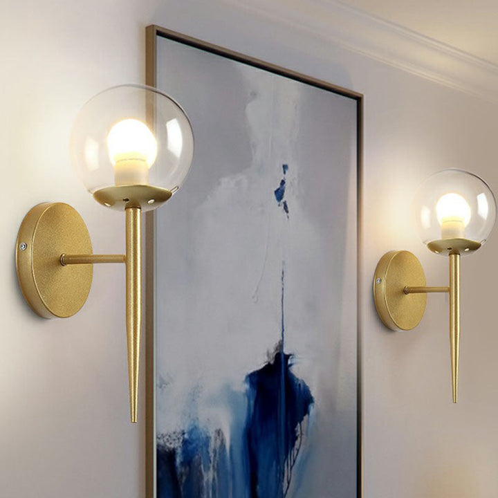 Lisslune | Torch Design Wall Lamp Minimalistic Bright Globe Glass Single Corridor Wall Lighting