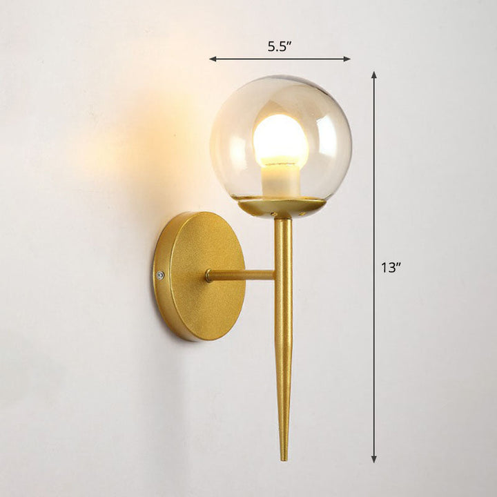 Lisslune | Torch Design Wall Lamp Minimalistic Bright Globe Glass Single Corridor Wall Lighting