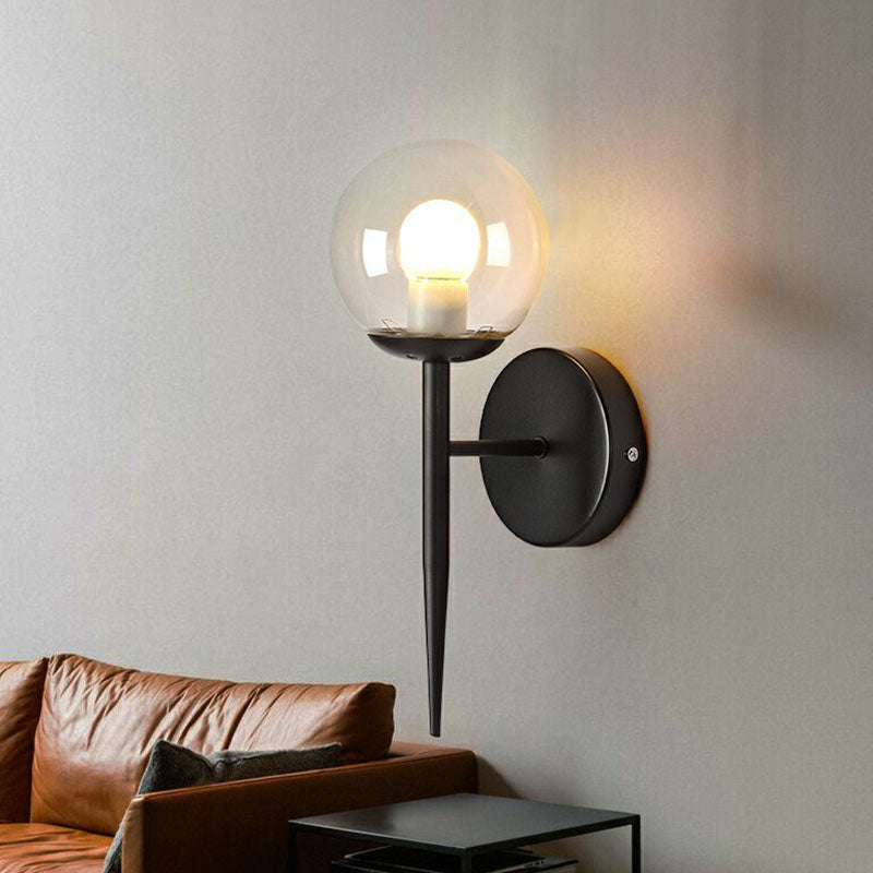 Lisslune | Torch Design Wall Lamp Minimalistic Bright Globe Glass Single Corridor Wall Lighting
