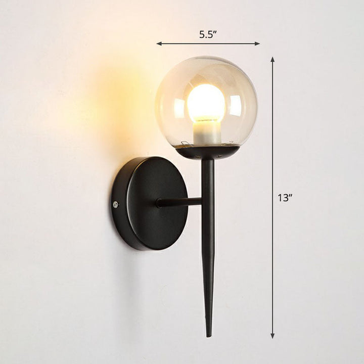 Lisslune | Torch Design Wall Lamp Minimalistic Bright Globe Glass Single Corridor Wall Lighting