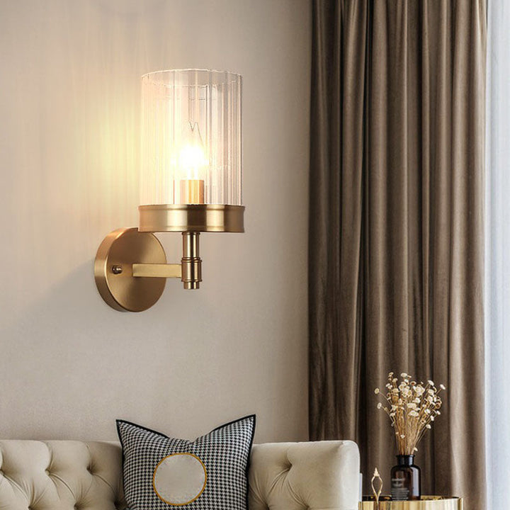 Lisslune | Cup-shaped Wall Light Simplicity Clear Glass 1 Arm Gold Finish Wall Mount Light