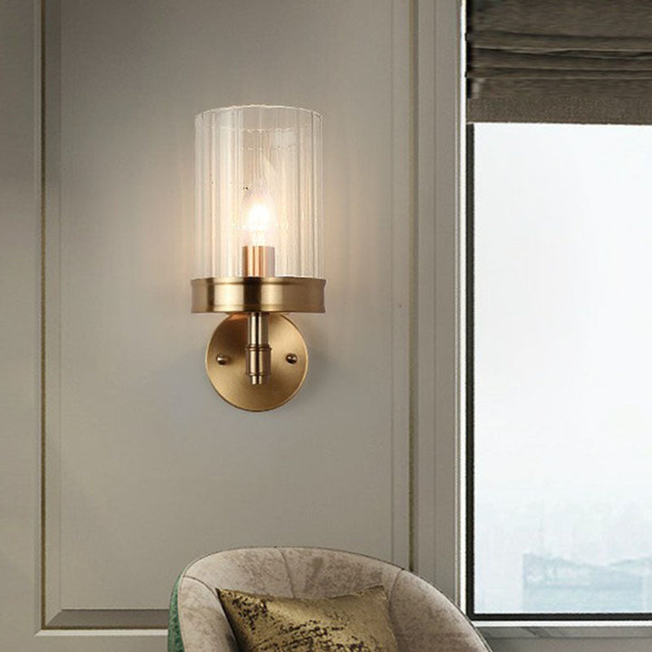 Lisslune | Cup-shaped Wall Light Simplicity Clear Glass 1 Arm Gold Finish Wall Mount Light