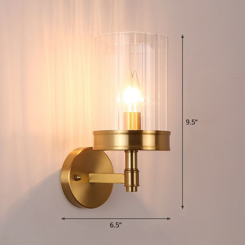 Lisslune | Cup-shaped Wall Light Simplicity Clear Glass 1 Arm Gold Finish Wall Mount Light