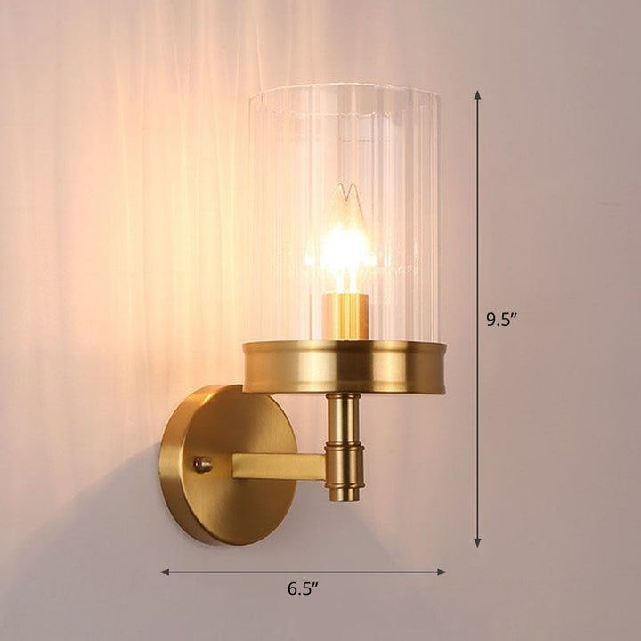 Lisslune | Cup-shaped Wall Light Simplicity Clear Glass 1 Arm Gold Finish Wall Mount Light