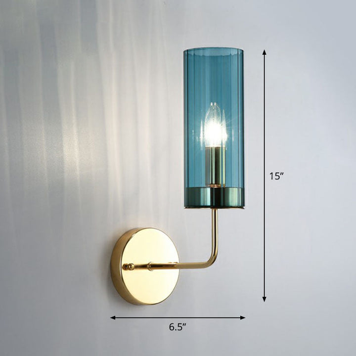 Lisslune | Glass Tube Wall Mounted Lamp Postmodernism 1 Bulb Brass Finish Wall Light Fixture