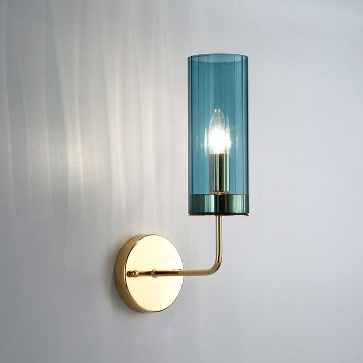 Lisslune | Glass Tube Wall Mounted Lamp Postmodernism 1 Bulb Brass Finish Wall Light Fixture