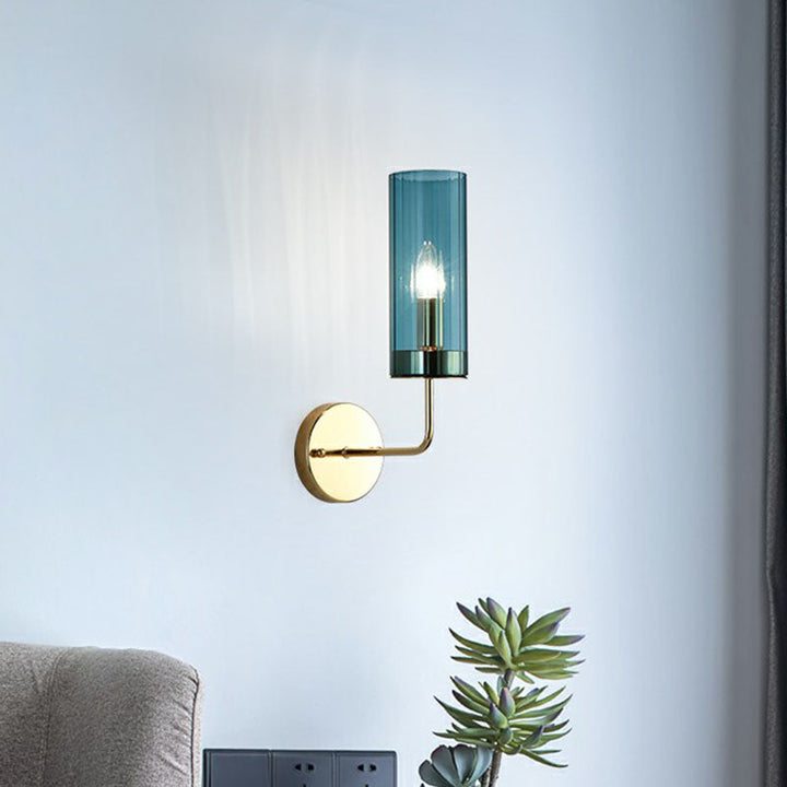 Lisslune | Glass Tube Wall Mounted Lamp Postmodernism 1 Bulb Brass Finish Wall Light Fixture