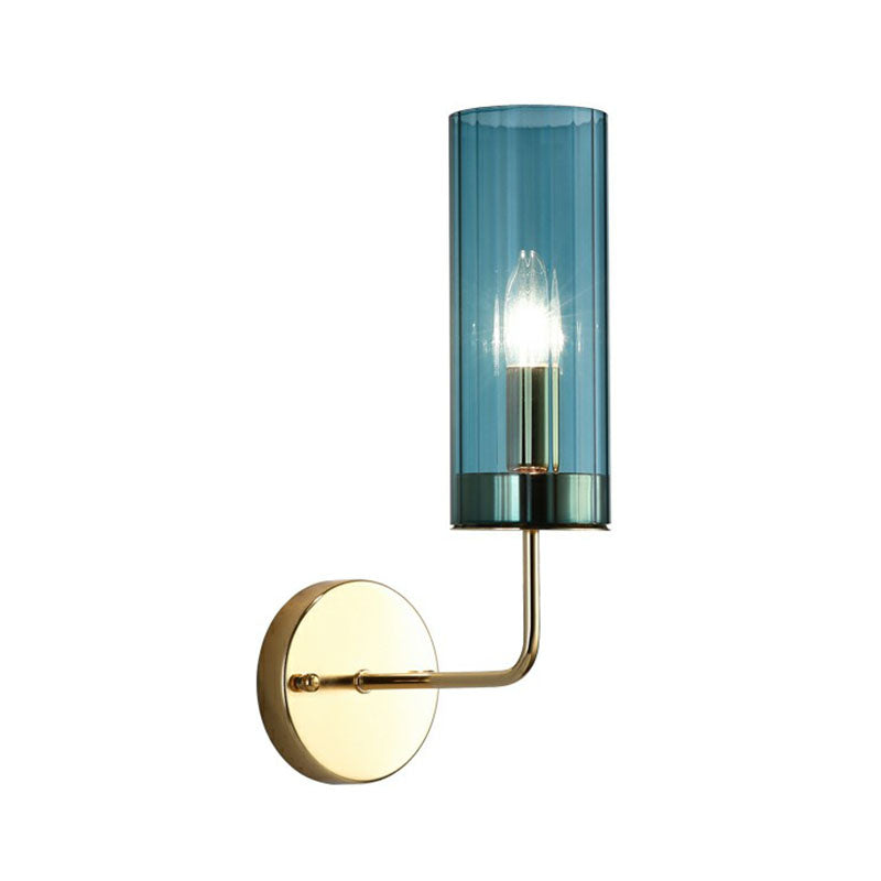 Lisslune | Glass Tube Wall Mounted Lamp Postmodernism 1 Bulb Brass Finish Wall Light Fixture