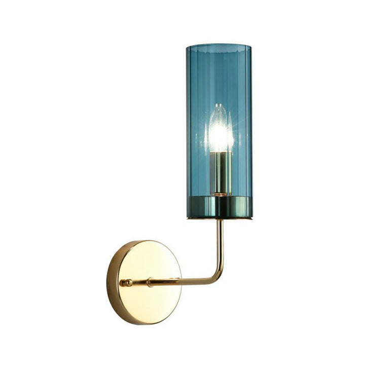 Lisslune | Glass Tube Wall Mounted Lamp Postmodernism 1 Bulb Brass Finish Wall Light Fixture